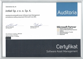 Certyfikat SAM - Auditoria