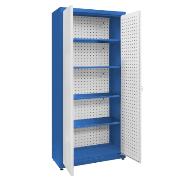 Universal cabinet: 4 painted shelves, perforated boards
