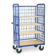 Shelf and platform truck with three shelves and steel mesh sides [1160 x1825 x700 ]