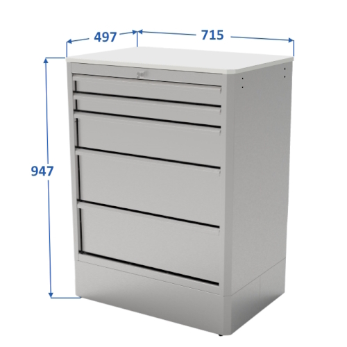 Stainless steel workshop cabinet jotkel 55053 - dimensions