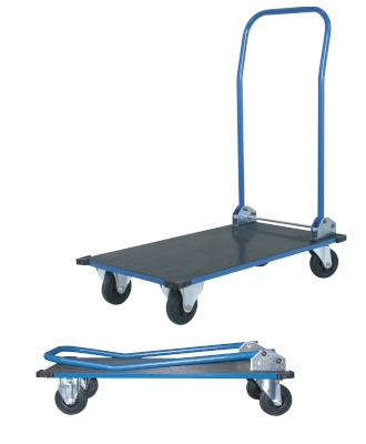 Platform trolley with folding front handle