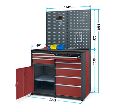 szafki warsztatowe HSW05 z nadbudową - przykładowa konfiguracja