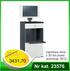 Metalowa szafa na komputer HSC02 z otwartą komorą i wysuwaną półką na drukarkę- Nr kat. 23576