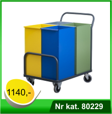 Wózek z pojemnikami do segregacji odpadów  - Nr kat. 80229
