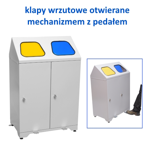 Metalowe pojemniki do segregacji odpadów z pedałami