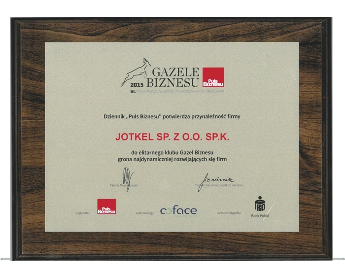 JOTKEL po raz ósmy Gazelą Biznesu