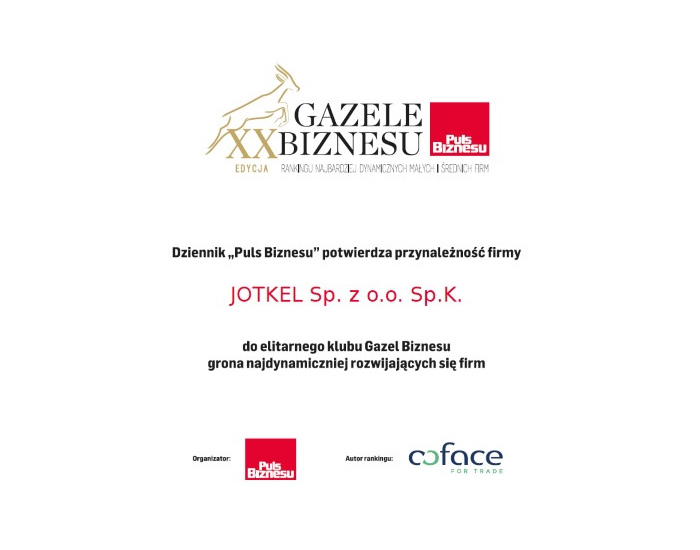 Jotkel otrzymał po raz 9 tytuł Gazeli Biznesu