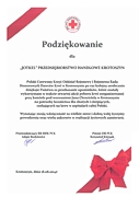Podziękowanie Polskiego Czerwonego Krzyża