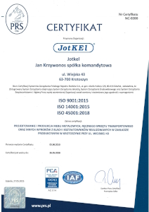Certyfikat Jakości JOTKEL 2025
