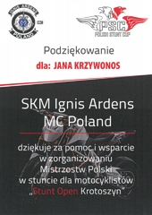 Podziękowanie SKM Ignis Ardens MC Poland