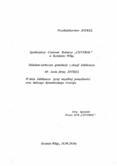 Gratulacje Prezesa SCR Centrol