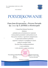 Podziękowanie Burmistrza Krotoszyna